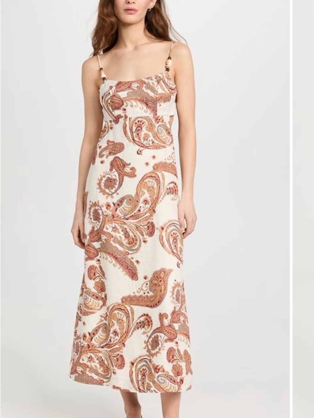 Faithfull the Brand Cream Maxi Dress with Rust Paisley Print